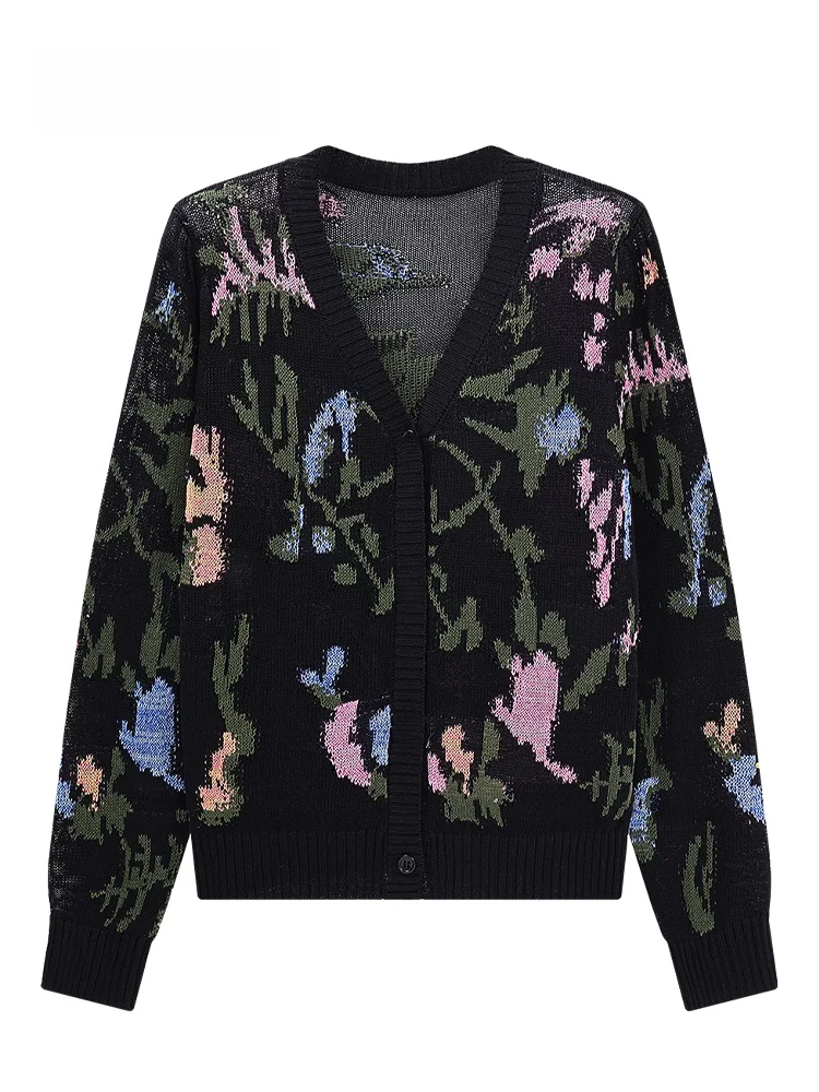 

JZZDEMM Long Sve Knitted Open Cardigan Women's Lightweight Breathable Faionable V-Ne Button Design Casual Sle