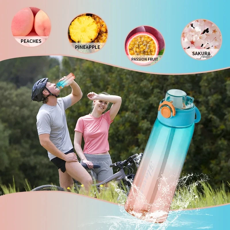 LUSQI 900ml Scented Sports Bottle Sugar-Free With 1 Random Flavor Pod Included Leak Proof Tritan Water Bottle For Gym Fitness