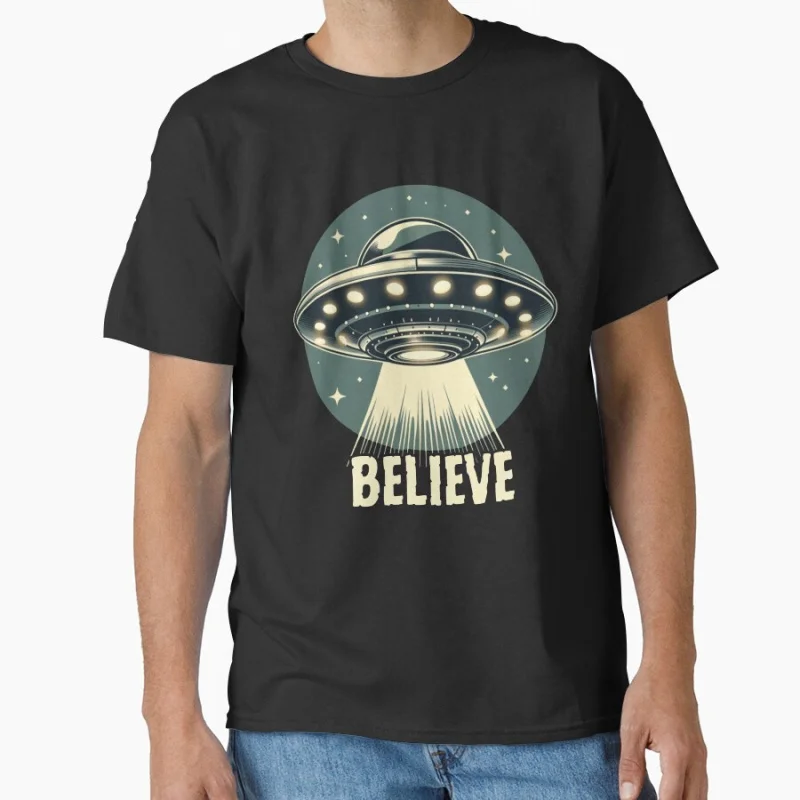 

Vintage ufo believe Sci fi tv series The X Files Trust No One Gift t shirt Alien movie Graphic clothes All size tops S-6XL