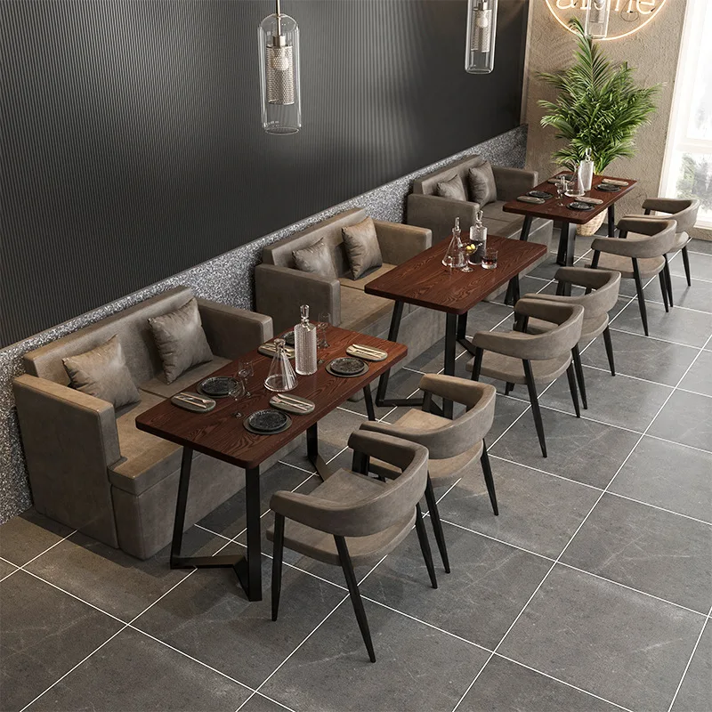 

Rectangle dining set wooden light luxury classic restaurant chairs and tables set for restaurant