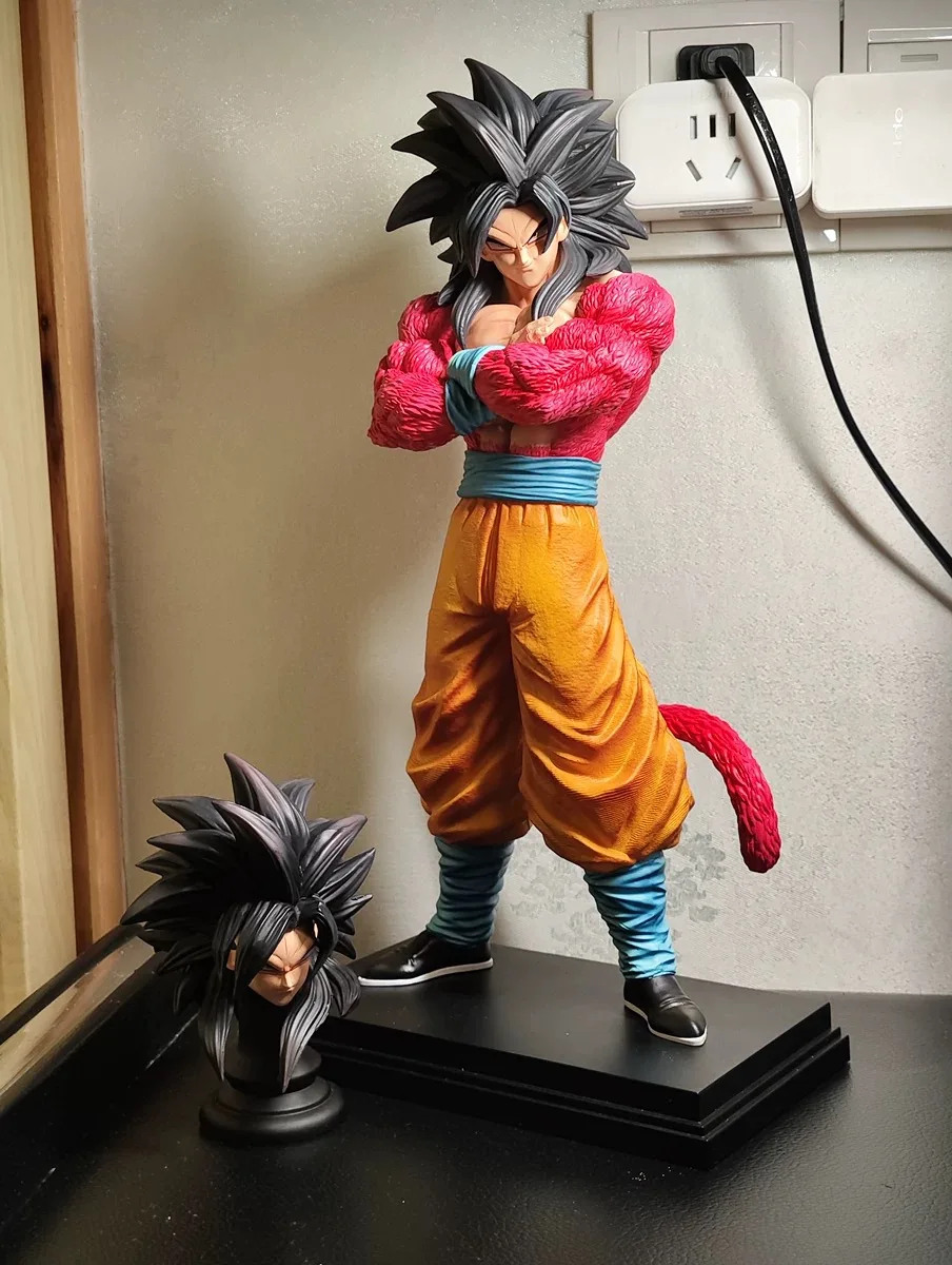 Figurine Dragon Ball Z à Double Têtes en PVC de 32cm, Super Saisuperb Son Goku, Modèle Ssj4, Statue de Collection de Beurre, Jouets Décoratifs, Cadeaux