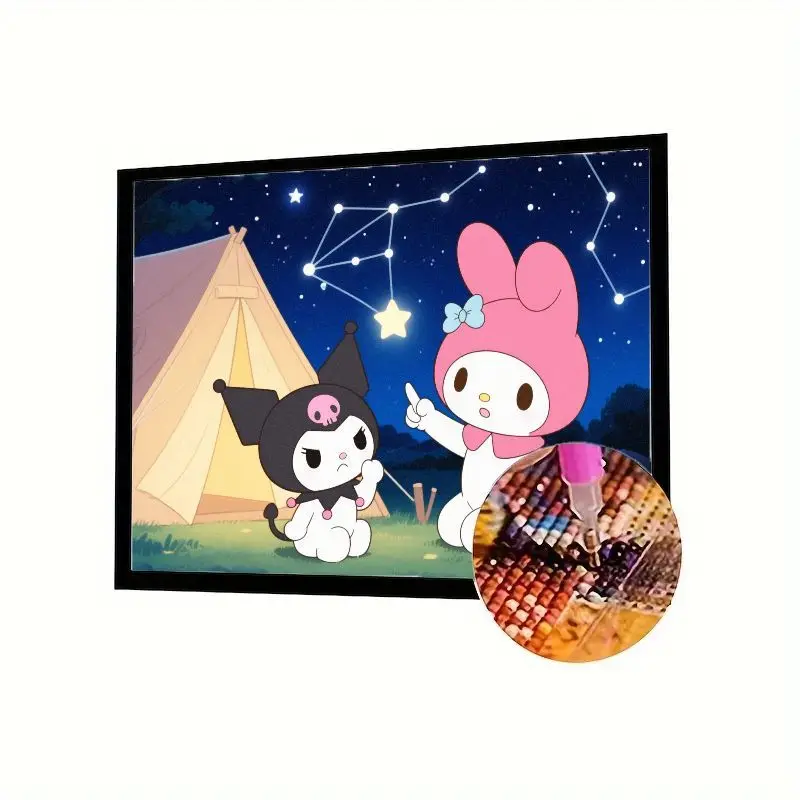 

1 шт., набор для алмазной живописи My Melody Kuromi Stargazing-полная дрель 5D DIY Sanrio, персонажи мультфильмов, стразы, камера ночного неба