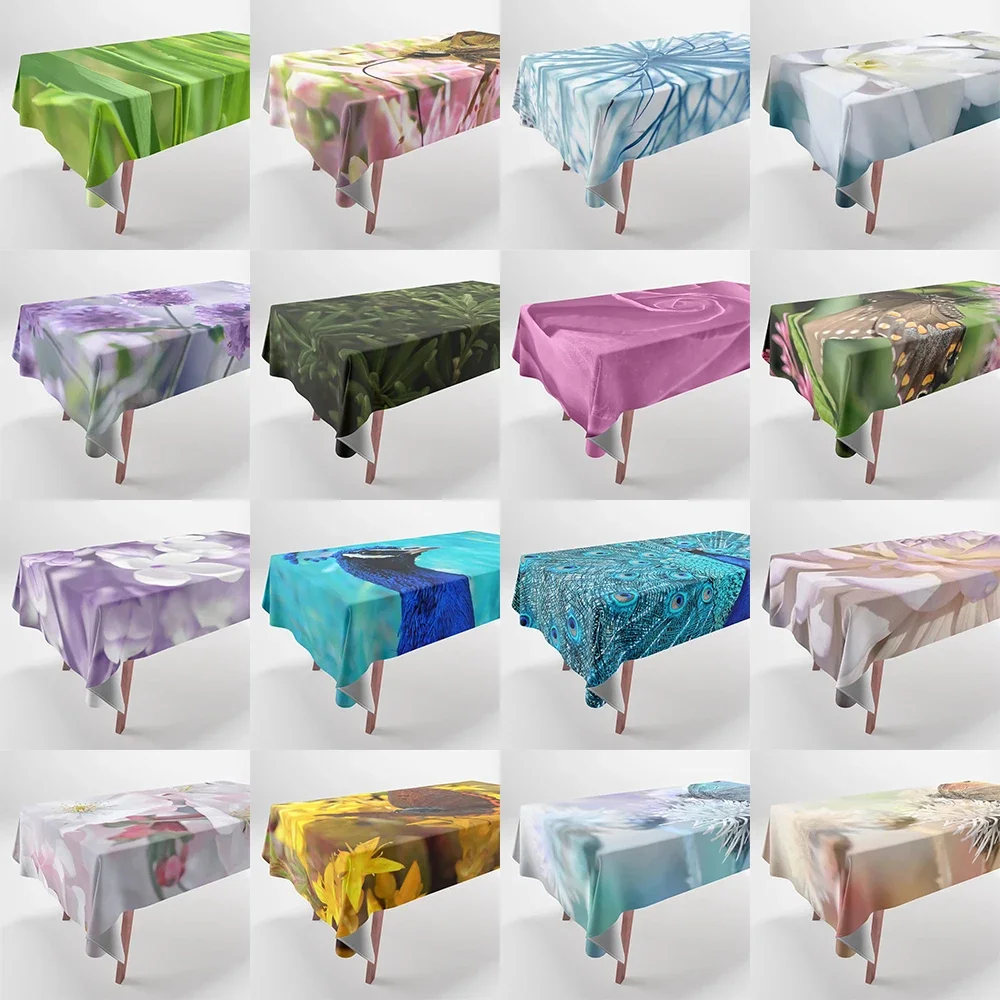 000 Botanical Printed Tablecloths Home Decor Rectangular Party  Smudge Resistant Tablecloth Dust Cloth THW2