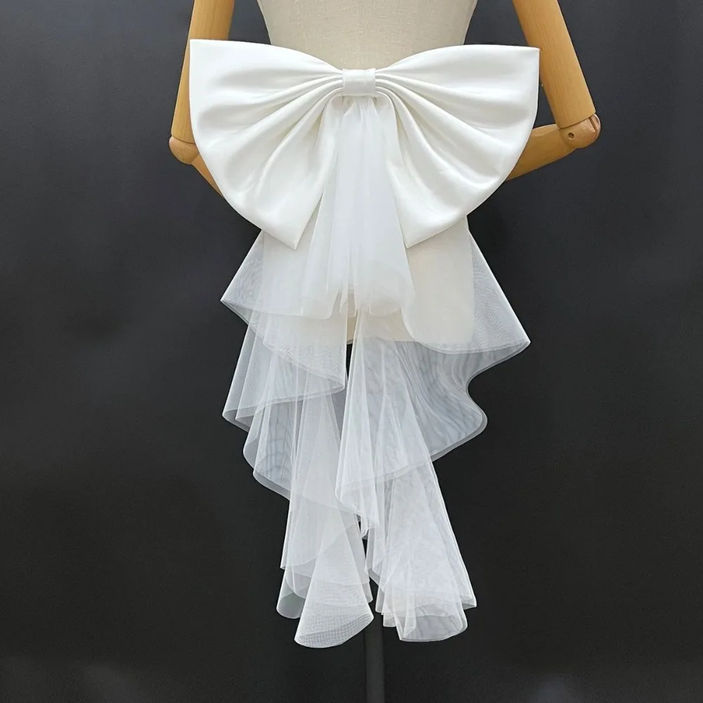 Big Satin Bow Tulle Trailing Bridal Belt Wedding Dress Back Decoration свадебное платье для невесты Wedding Accessories