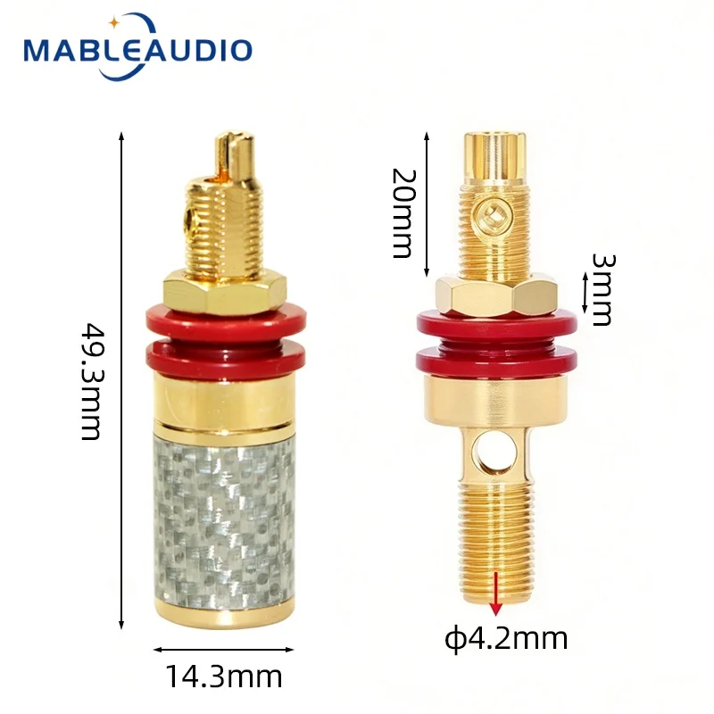 Carbon Fiber Gold Plated Binding Post Short Terminal Banana Jack Socket for HiFi Amplifier Speaker