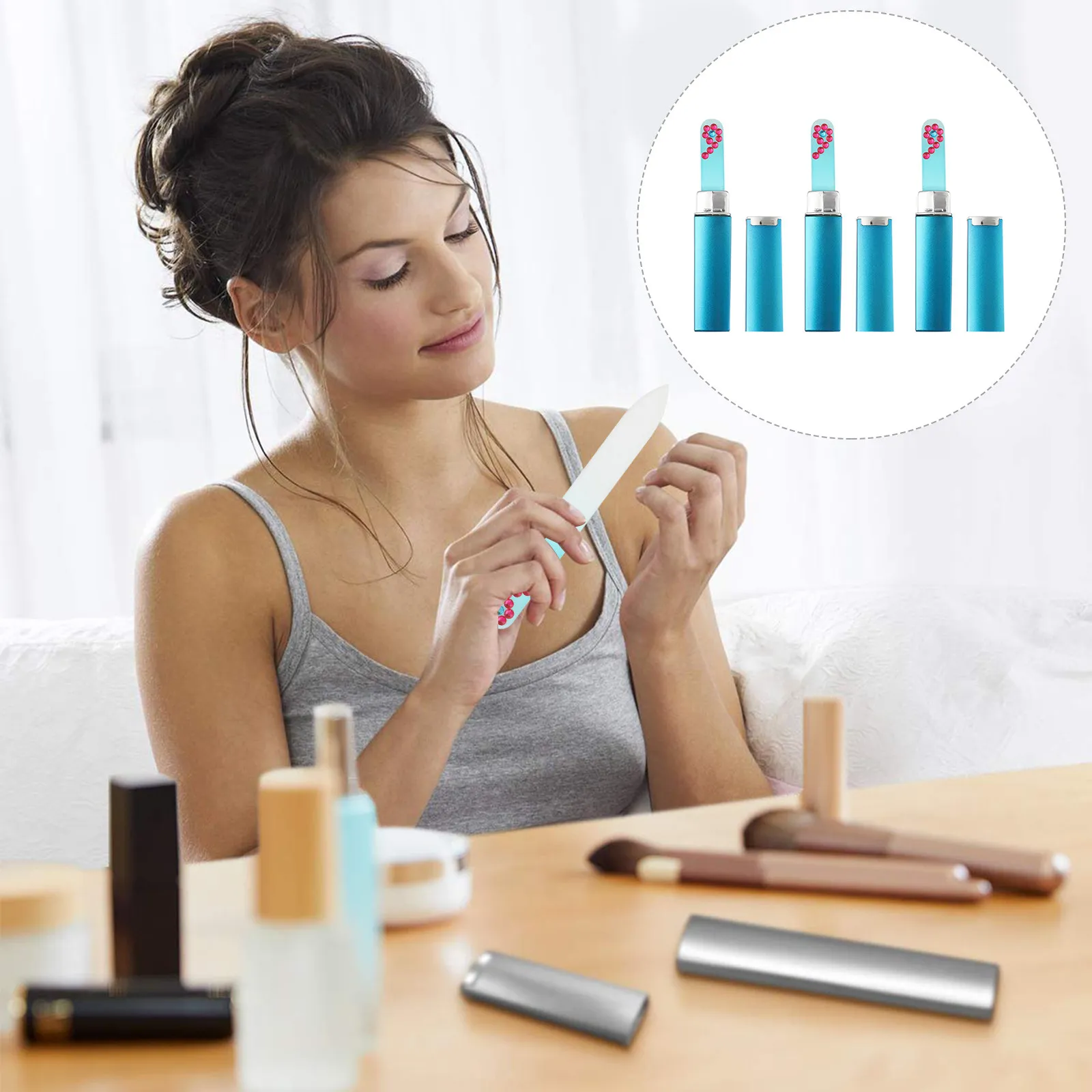 Glass Nail File Professional Manicure Pedicure Tool Portable Nail Buffer Sanding File for Natural Gel Acrylic Nails