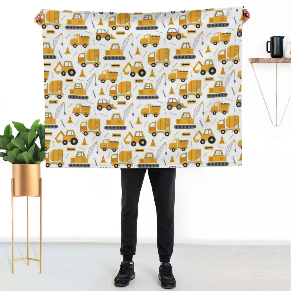 

Construction Trucks Throw Blanket Modern Design Soft Blanket for Home Decor