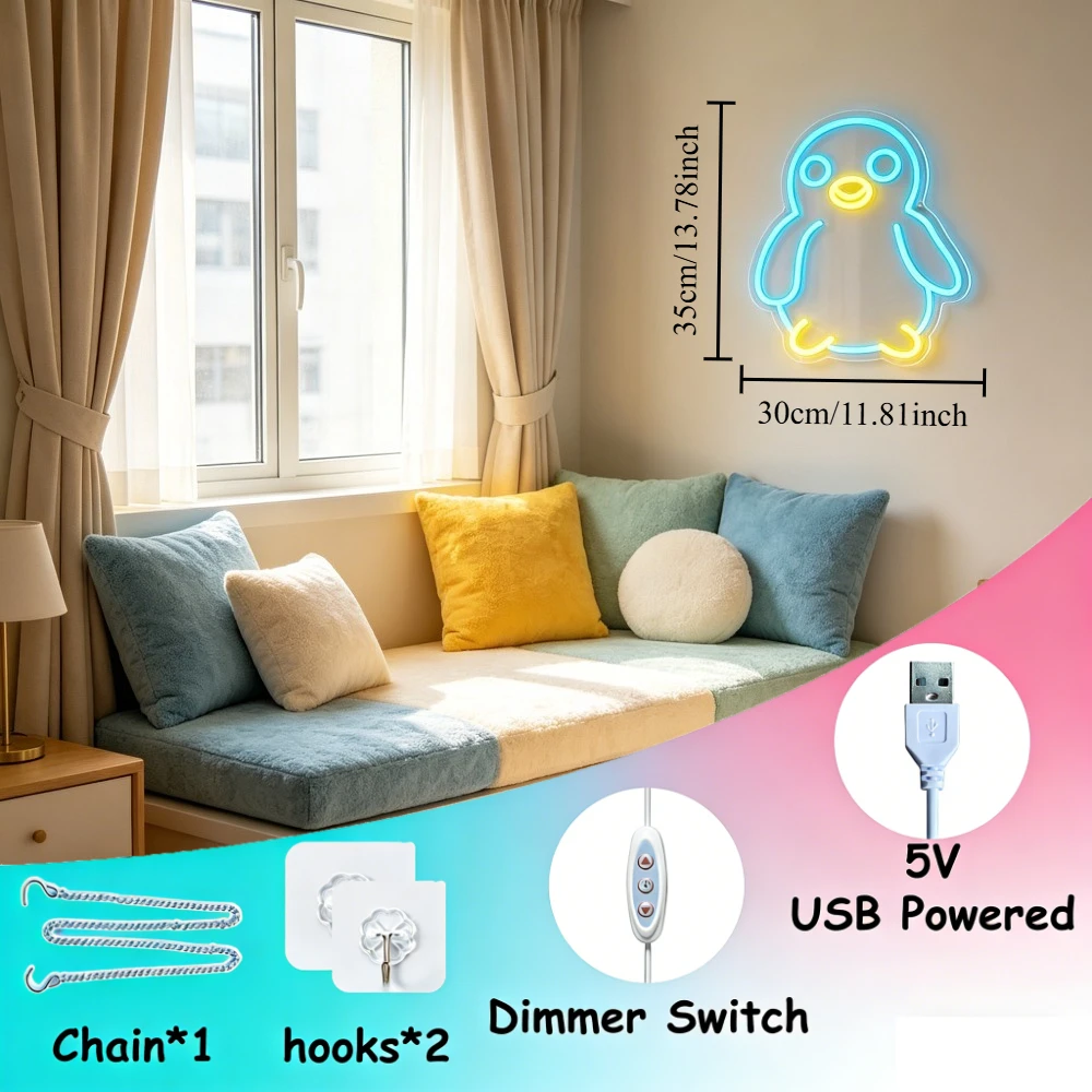 Cute Penguin Neon Sign LED Ani - огляд і ціна Baby Nursery Colors