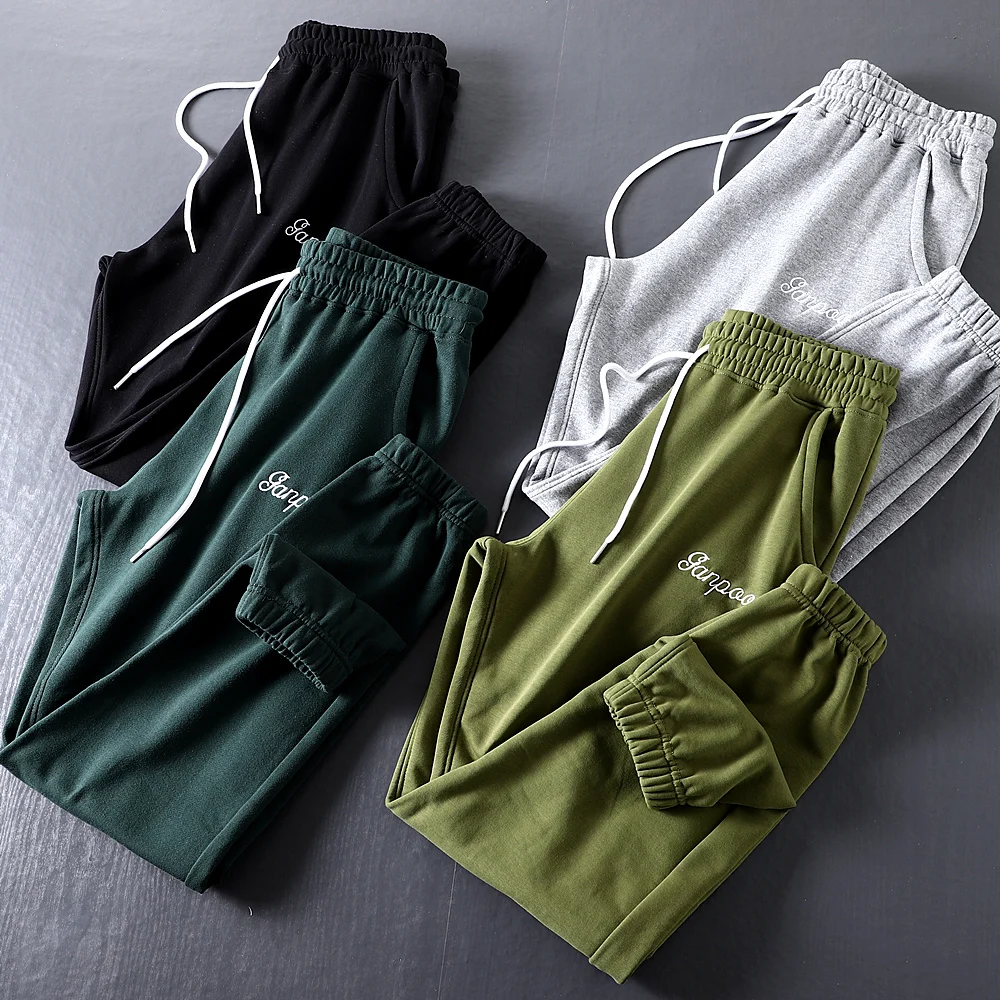 

Мужские повседневные хлопковые спортивные штаны, мягкие, удобные, весенне-осенние, с вышивкой, универсальные, модные брюки