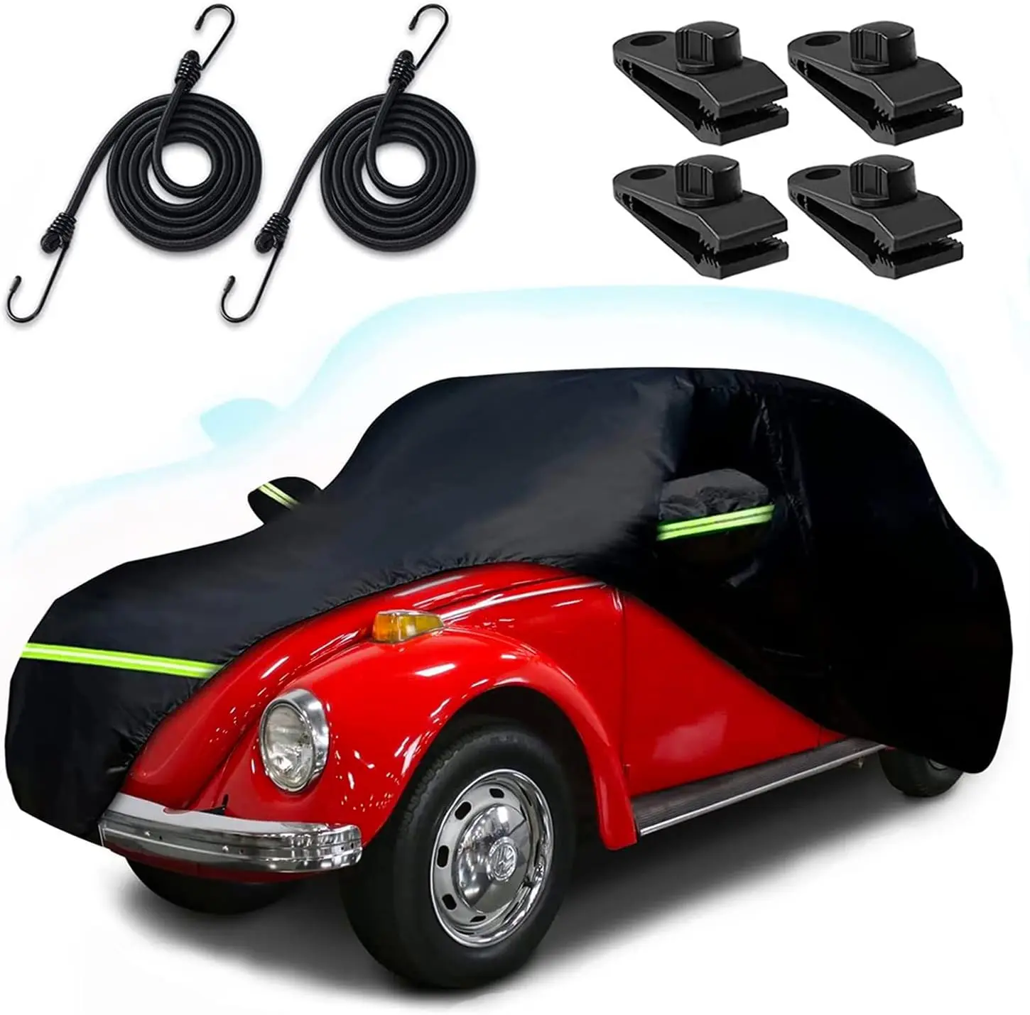 

Waterproof All-Weather Car Cover for 1960-1980 Sedan 2-Door, Custom-Fit with Zipper and Windproof Straps