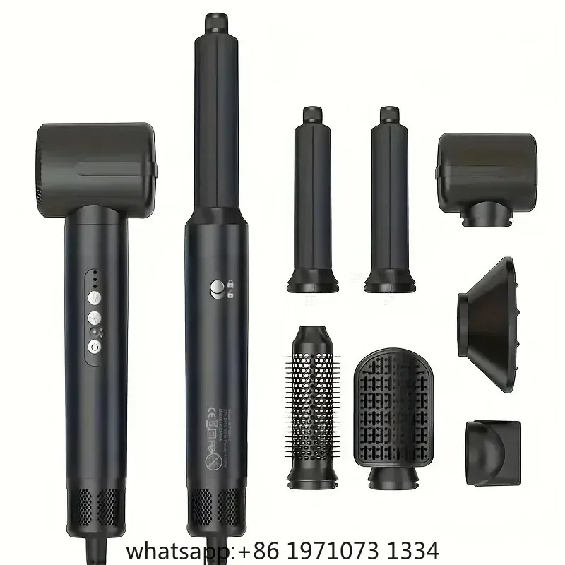 7-in-1 Multi-Function Hair Dryer Brush, Brushless High-Speed Dryer, Ionic Hot Air Styling Comb, Curling Iron
