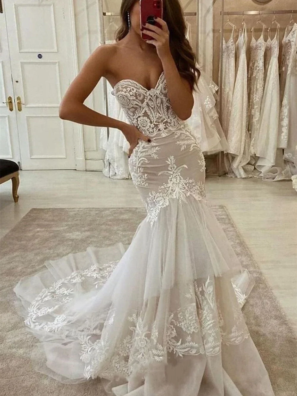 Customized Hot Mermaid Sexy V-neck Strapless Backless Special Women's Wedding Dress Beach Long Decal Bridal Dress 2025