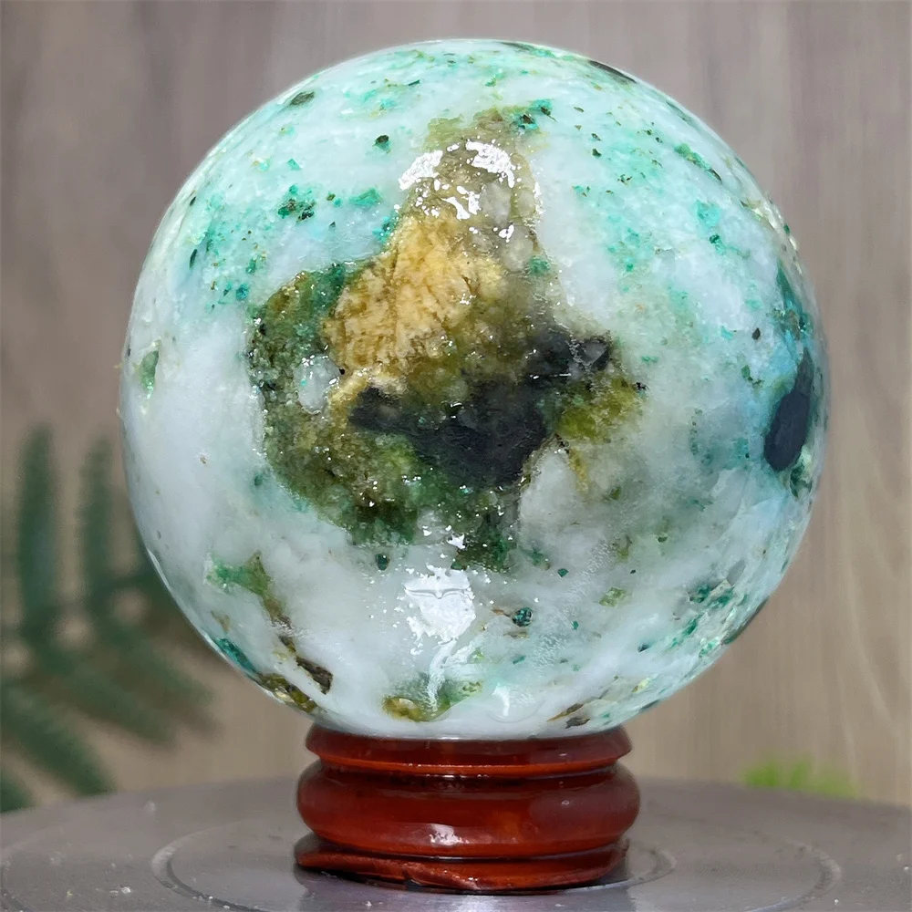Natural CrystalPhoenix Stone Quartz Specimen Sphere Ball Minerals Energy Healing Feng Shui Reiki Spiritual Home Decoration+Stand