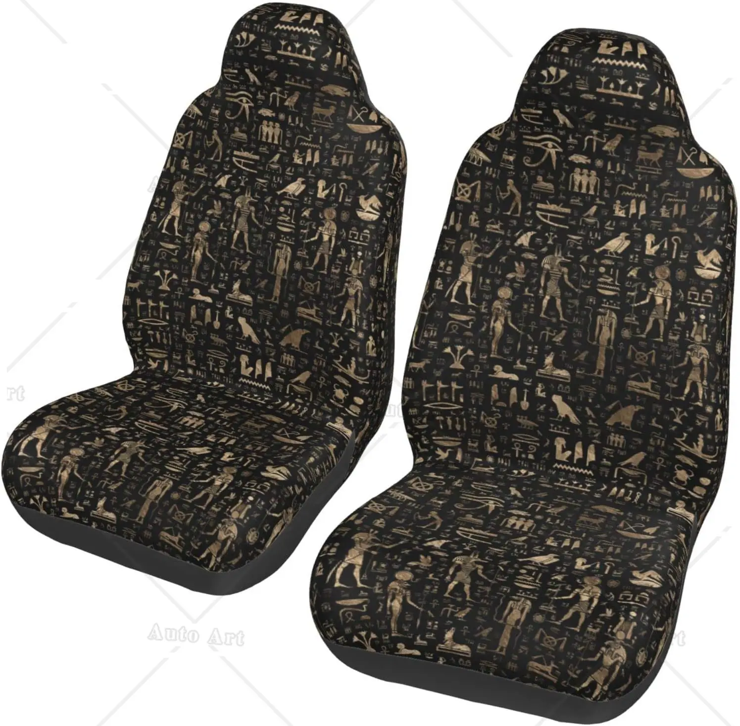 Car Seat Covers Gold and Black Ancient Egyptian Gods and Hieroglyphs Car Front Seat Protectors Car Accessories Full Set  Cover