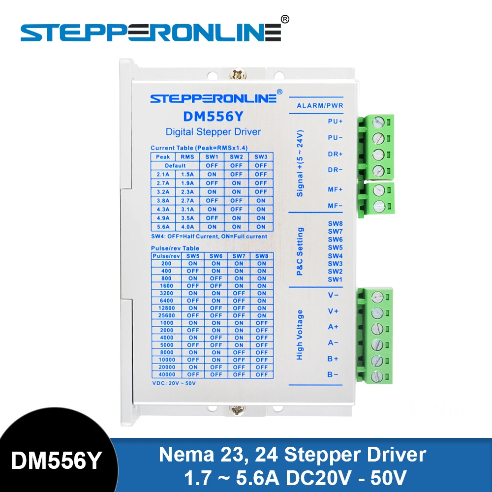 Digital Stepper Driver 1.7~5.6A 20-50VDC for Nema 23, 24 Stepper Motor DM556Y