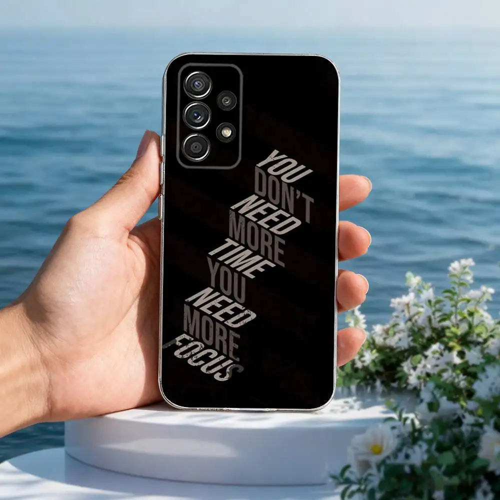 Teléfono motivacional de arte físico para Samsung A30,71,51,S20,10,9,Ultra,FE,Lite, S21,23,22,PIus, transparente, funda de silicona