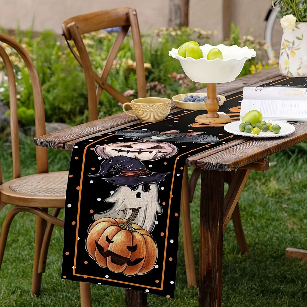 Happy Halloween Pumpkin Bats Table Runner Dresser Scarves for Trick or Treat Dinners Hoilday Banquet Banquet Home Decoration