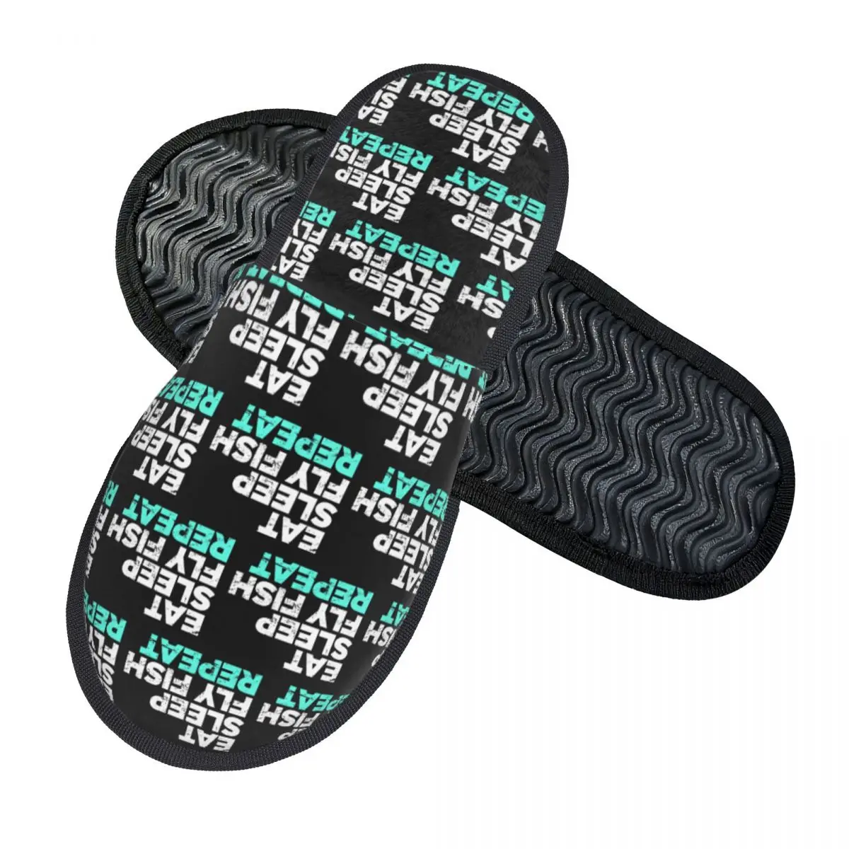 Custom Eat Sleep Fly Fish Fly Fishing Graphic Slippers Memory Foam Warm Soft Women House Slipper Bedroom Comfy Shoes