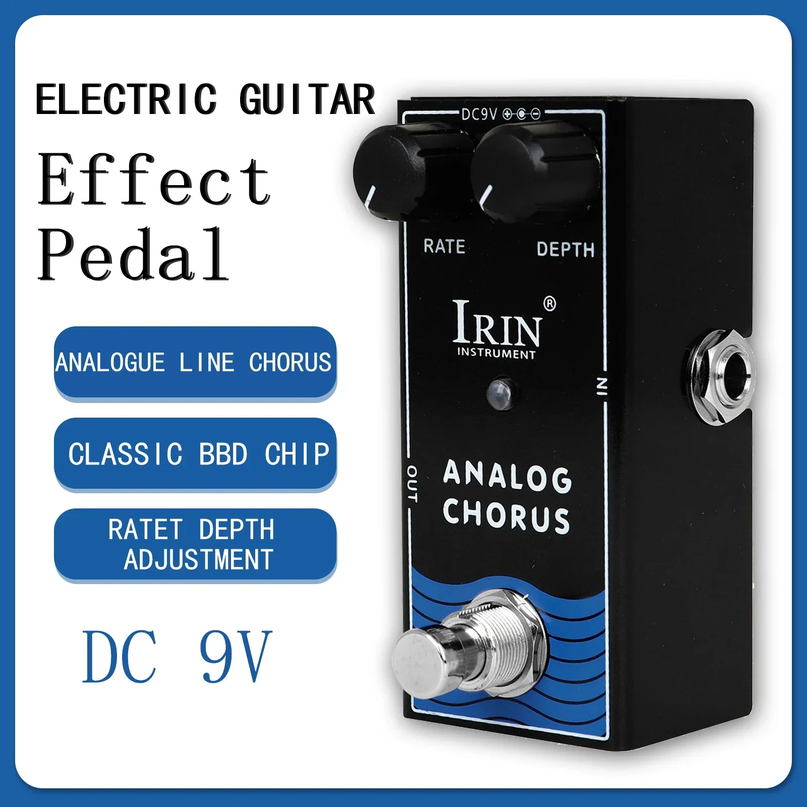 IRIN RF-07 Analog Chorus Electric Guitar Effects Pedal Chorus Ratet Depth Adjustment Effect True Bypass Pedal Guitar Accessories