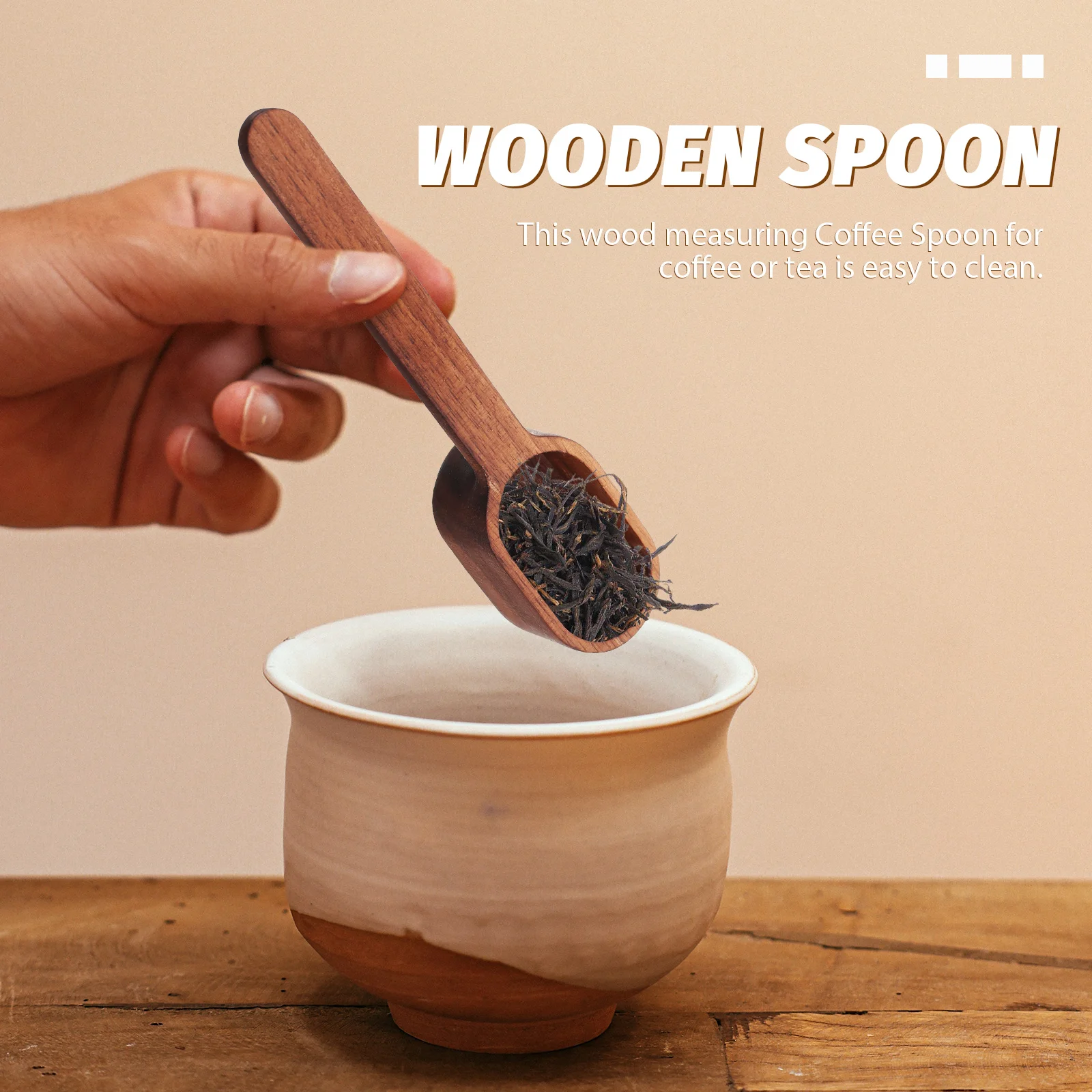 

Wooden Coffee Scoop Natural Wood Measuring for Coffee Bean Tea Salt Sugar Household Kitchen Use Portable Size
