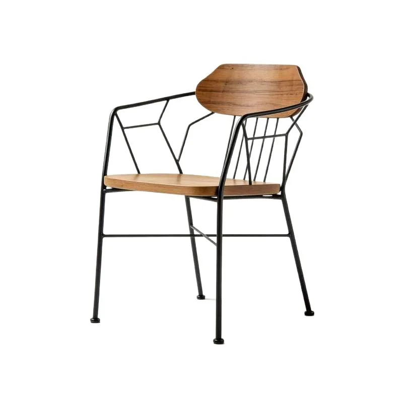 Creative wood color matching dining table and chair set, customized high-end soft bag back chair simple indoor home meeting