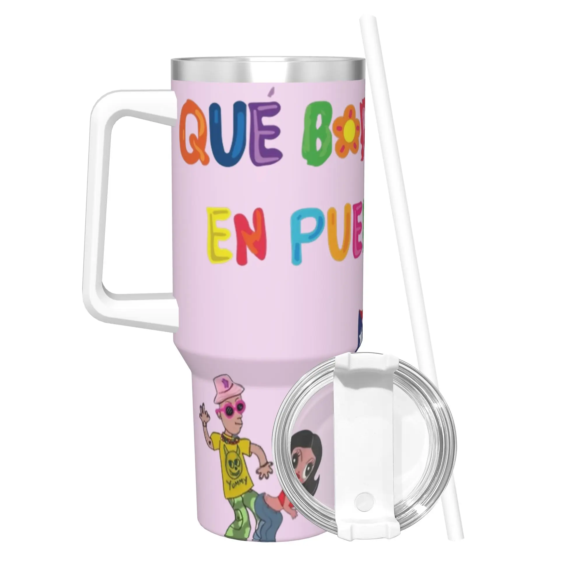 Stainless Steel Tumbler DANAMOS LA AMISTAD Karol G Lyrics Thermal Mug  Portable Hot Drinks Mugs Cup Beach Water Bottle