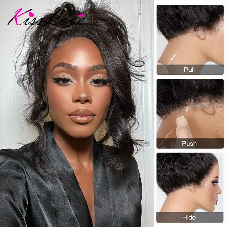 

KissLove Yaki Объемная волна Invisi Strap 360 Полные кружевные фронтальные парики Человеческие волосы Предварительно возвратные бесклеевые парики Человеческие волосы Готовые к ношению