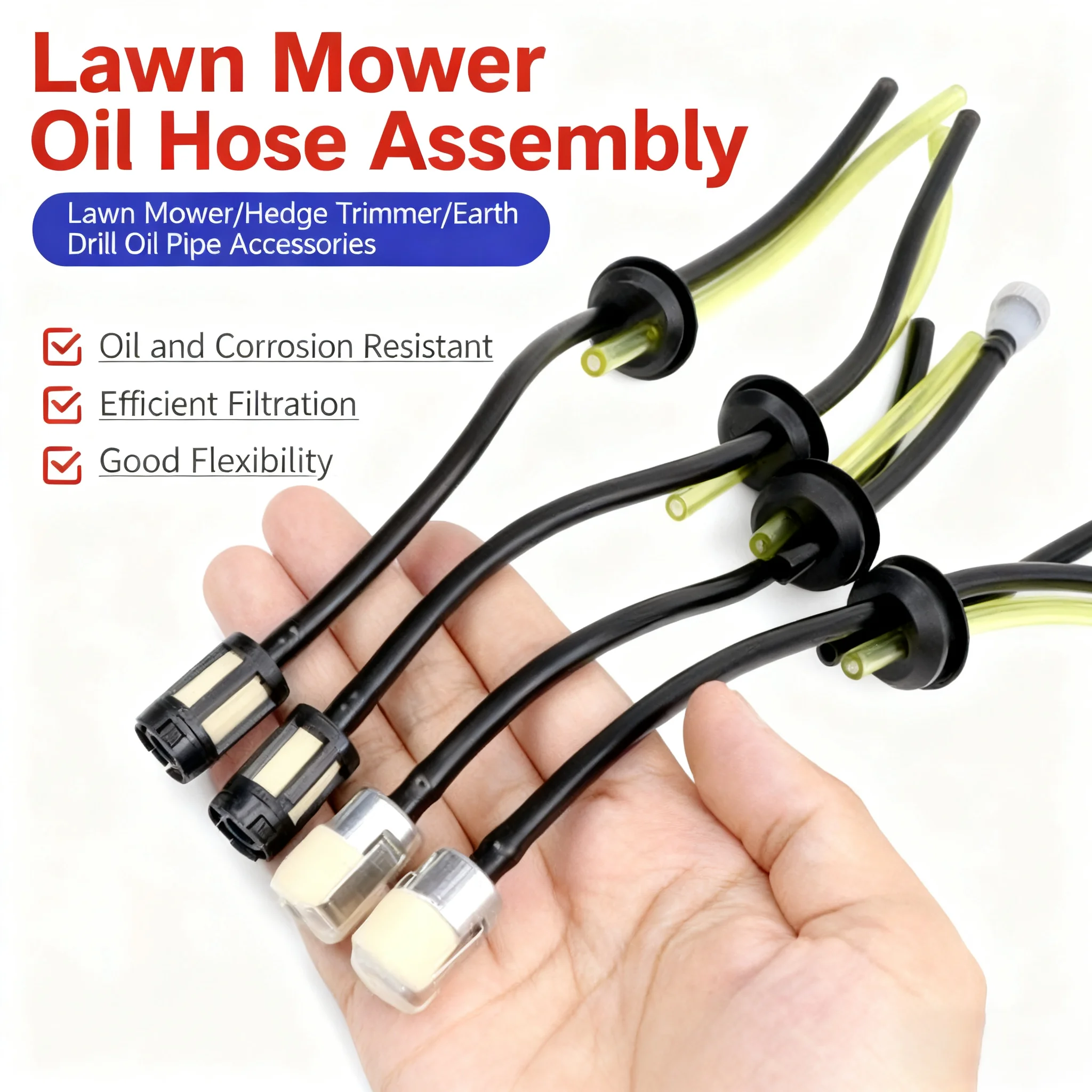 Universelles Kraftstofffilter-Set mit Kraftstoffrohrschlauch – Ersatzteile für Freischneider, Rasentrimmer, Rasenmäher, Garten-Elektrowerkzeuge