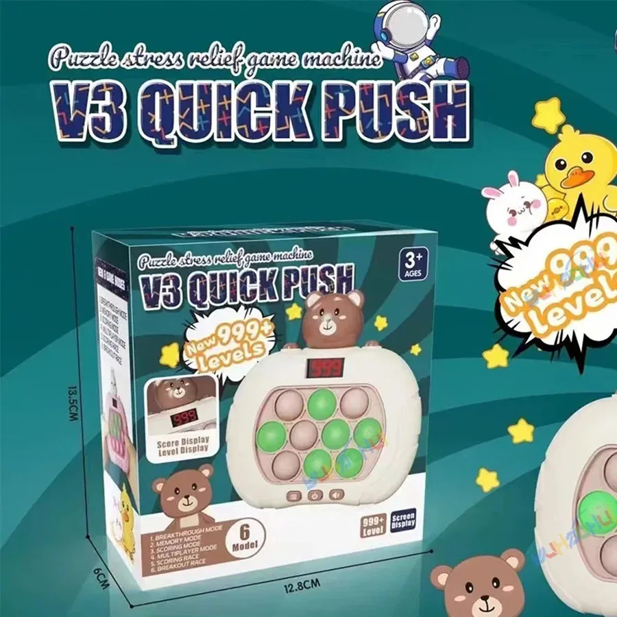 Quick Push Game Console com tela LED para adultos e crianças, Fidget Toys, Pop Light, Natal e presentes de Halloween, 999 níveis