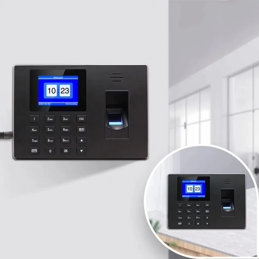 Multifunctional Fingerprint Attendance Machine Plastic Access Control Fingerprint Time Clock Finger Scanning Lunch Time Editor