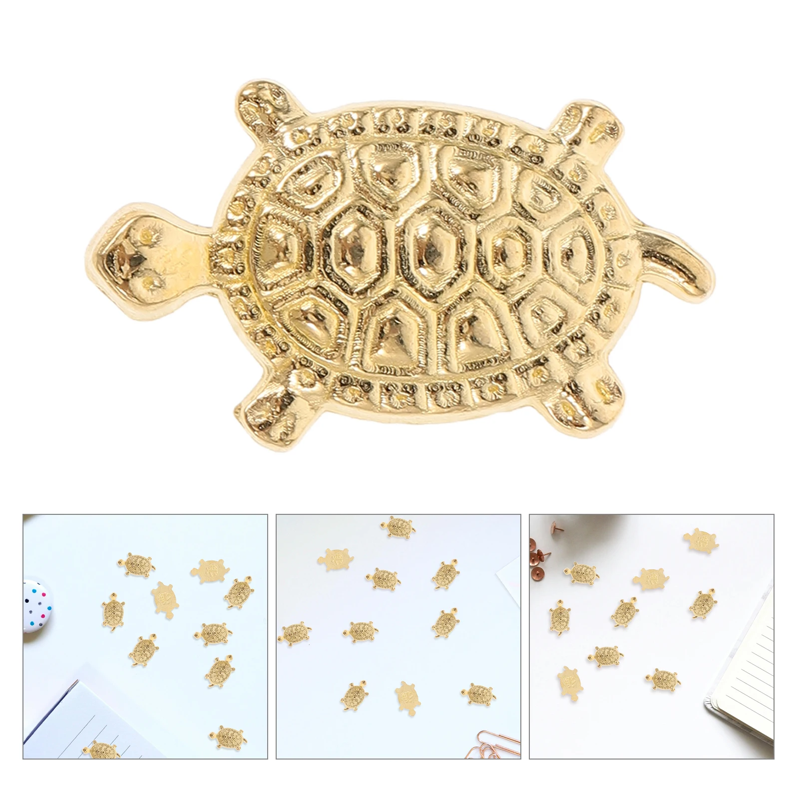 

10 Pcs Money Turtle Little Golden Miniature Tortoise Figure Home Decor Decoration Micro Landscape Statue Metal