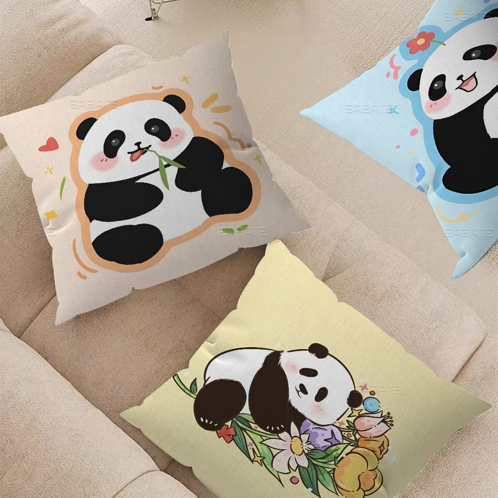 

Cute Panda Climbing Bamboo Pillow Case Car Throw Pillow Case For Sofa Car Christmas Gift 40x40cm 45x45cm