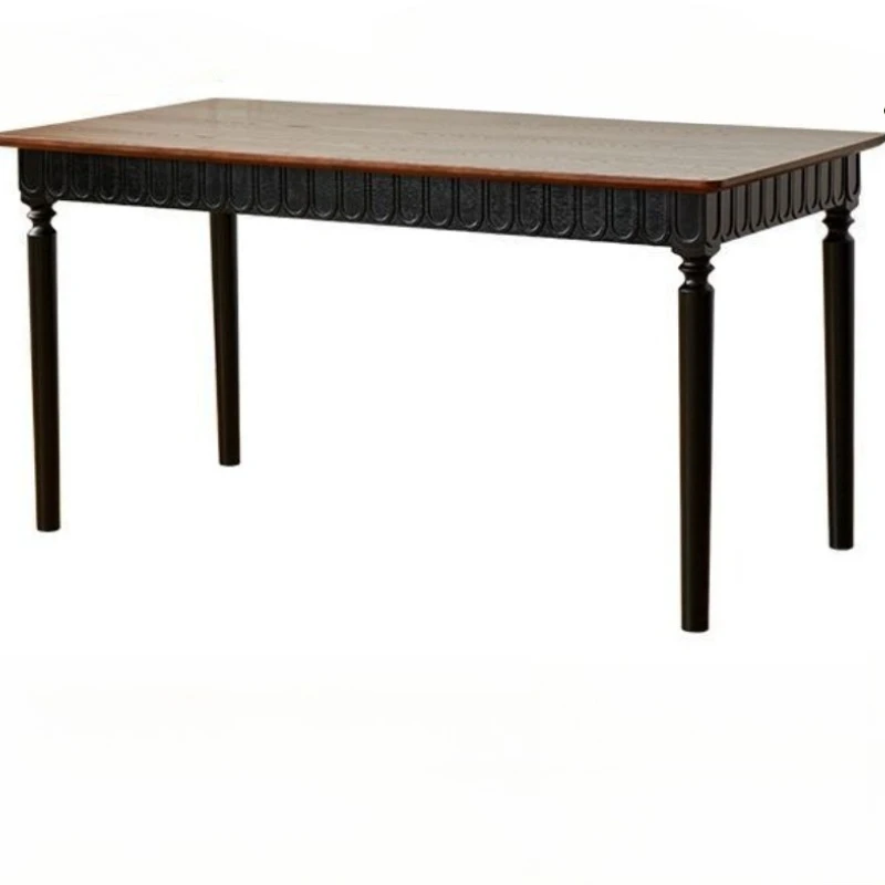 Solid wood folding dining table and chairs, antique French style, household combination, American style, rectangular