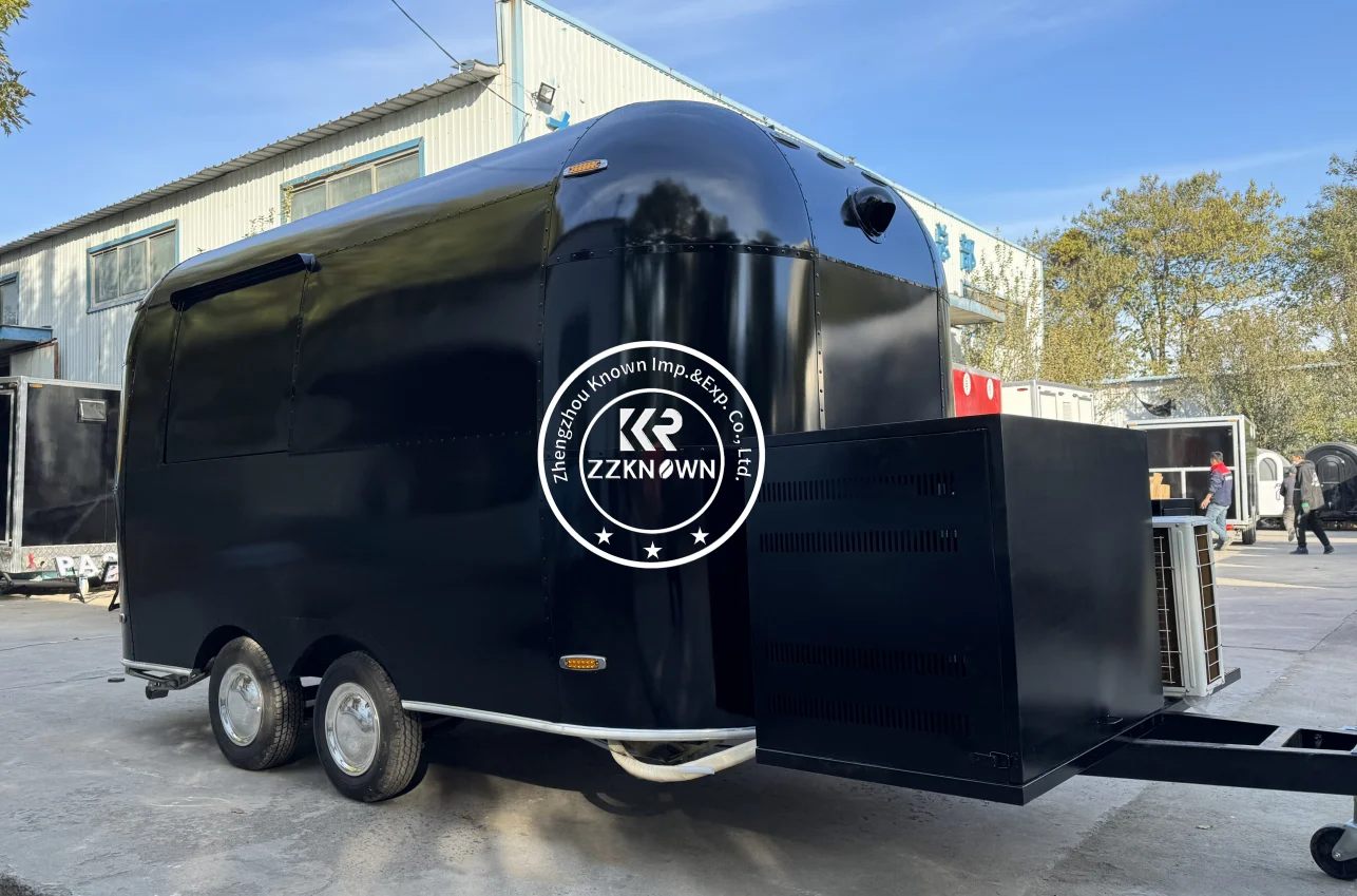 Remorque mobile en acier inoxydable Airstream, petit chariot de vente de nourriture rapide, hot-dog, café, crème glacée, camion de restaurant à vendre