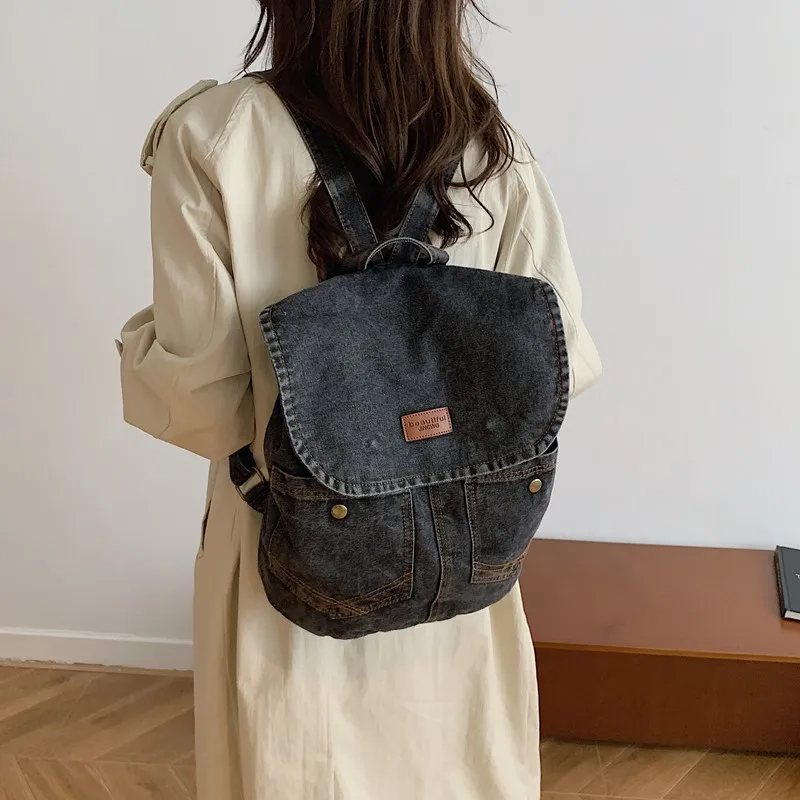

Casual Ladies Backpack Fashion Art Denim Small Backpack Tide Niche Student Handbag