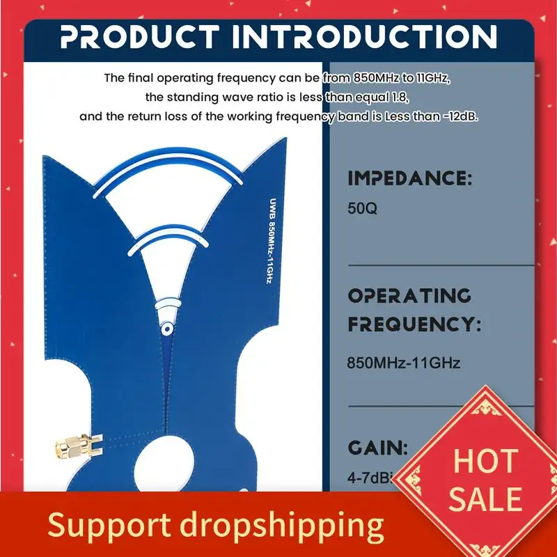 

B44C Новая антенна UWB Сверхширокополосная антенна с высоким коэффициентом усиления и позиционированием передачи изображения TEM 850 МГц