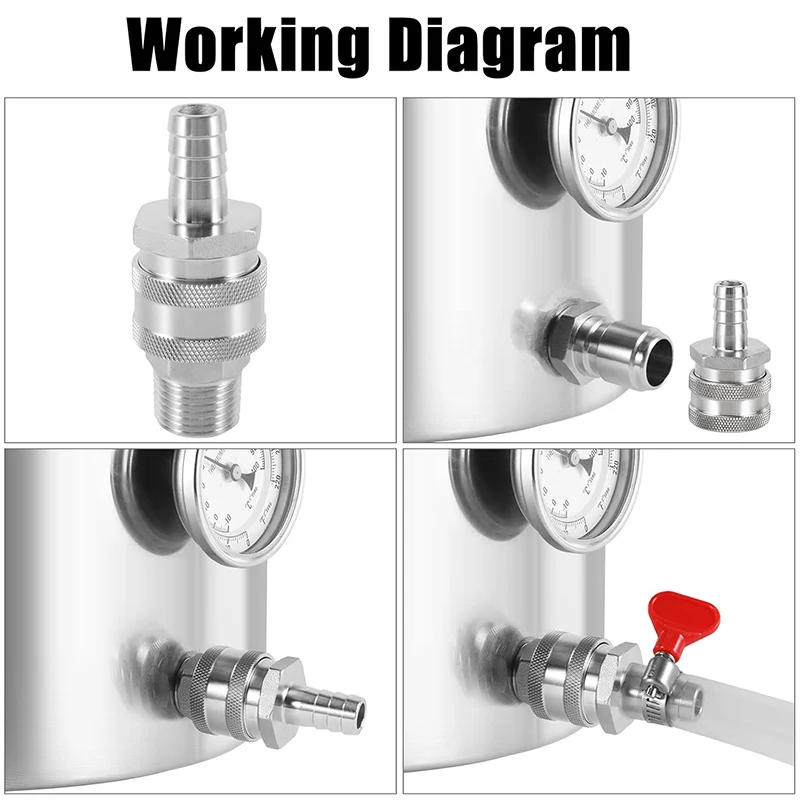 Stainless Steel Quick Disconnect Homebrew Beer Ball Lock Style Fitting 1/2 NPT Male Thread Beer Brewing Connector
