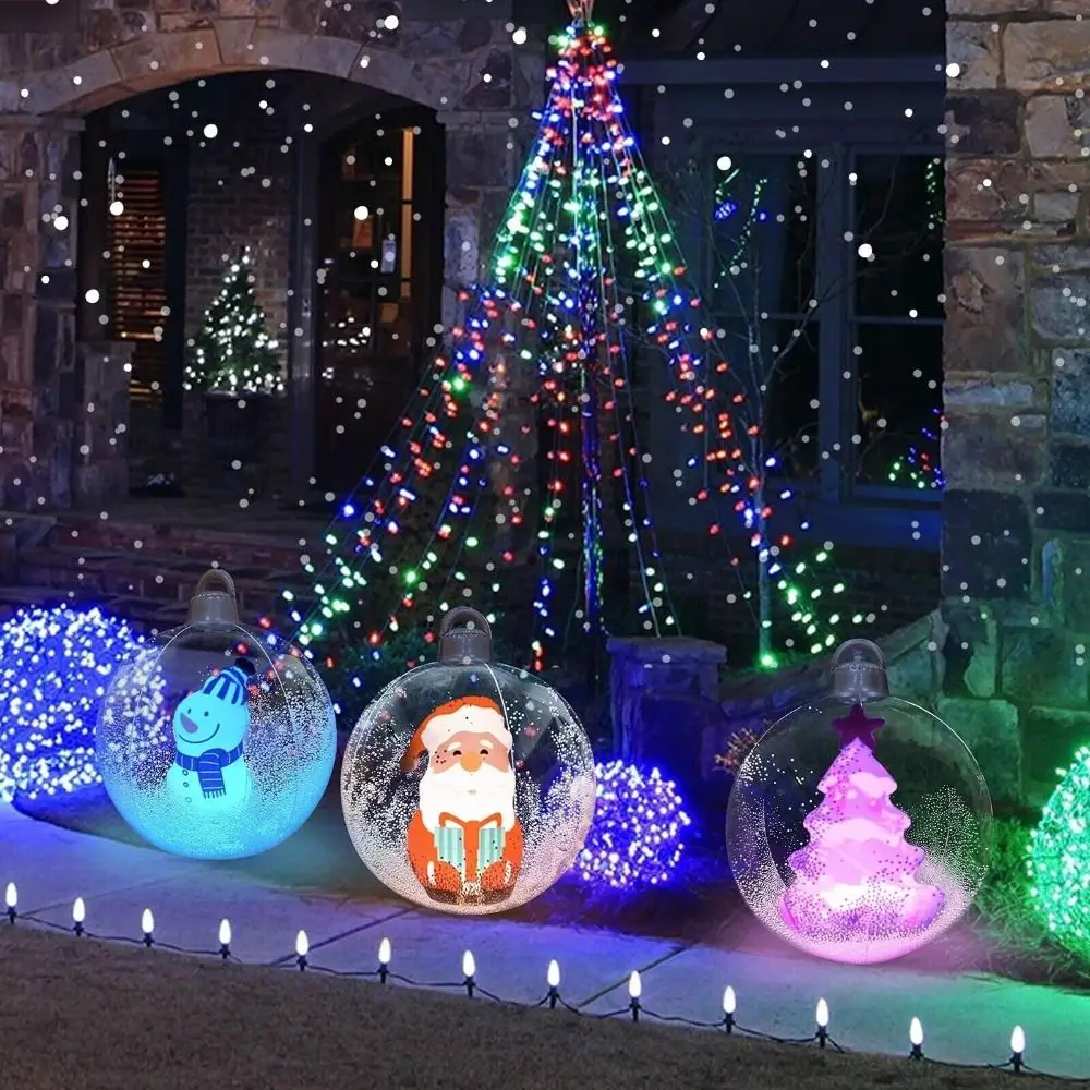 

PVC Luminous Merry Christmas Ball Luminous Christmas Snowman Christmas Ornaments Balls Santa Claus Christmas LED Ornaments Balls