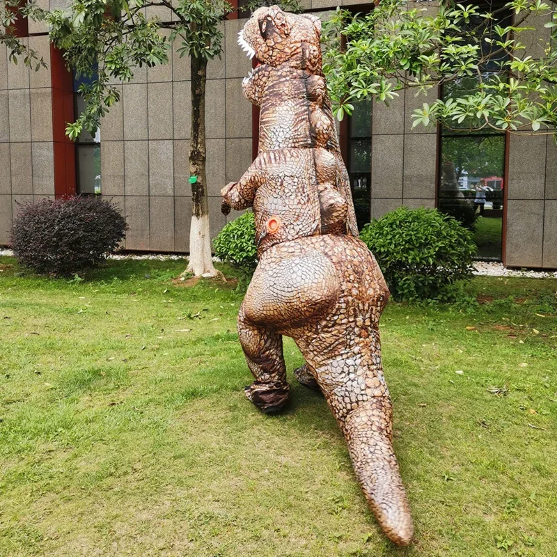 Adult T-rex Inflatable Costumes Halloween Cosplay Dinosaur Disfraz Purim Mascot Striped Role Play Clothing for Man Women /