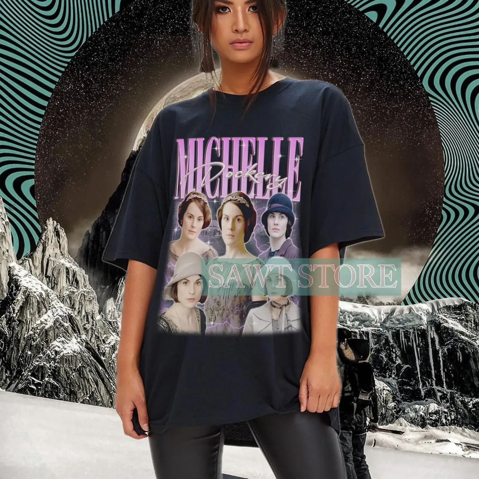 Michelle Dockery 90s Retro Vintage T Shirt Casual Fan Merch  vintage Washed designer clothes Stretched Unisex Comfortable