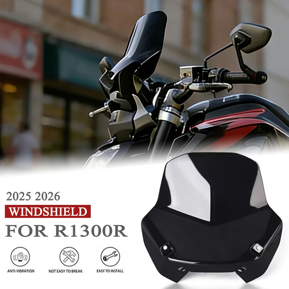 

Motorcycle Accessories Wind Deflector Screen Fairing Expanded Windscreen Windshield Fits For BMW R1300R R 1300 R 1300 2025 2026