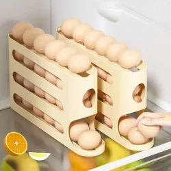 Transparent Egg Storage Box Refrigerator Side Door Large Capacity 4-layer Ladder Egg Box Space-saving Egg Holder Rack Kitchen