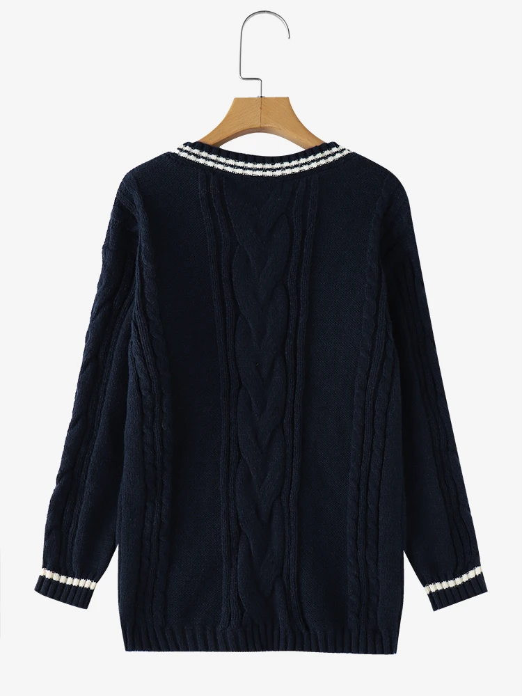 Stylowe damskie swetry ZANZEA zimowe jesienne swetry z dekoltem w serek, dzianinowe pulowery z długim rękawem, modne swetry oversize z patchworkiem 2025