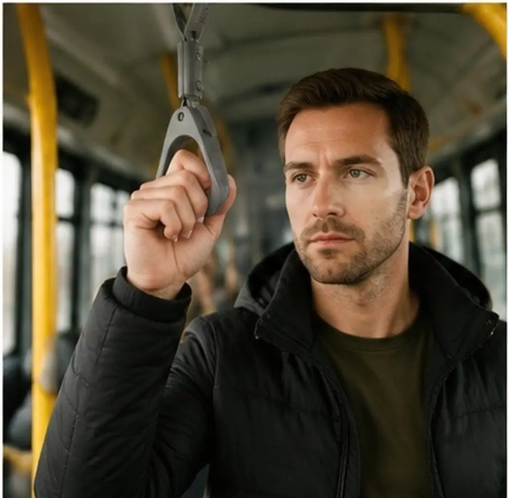 2Pcs Gray Triangle Handle Plastic Bus Subway Car Standing Aid Adjustable Hand Straps Elderly Disabled Support Car Standing Aid