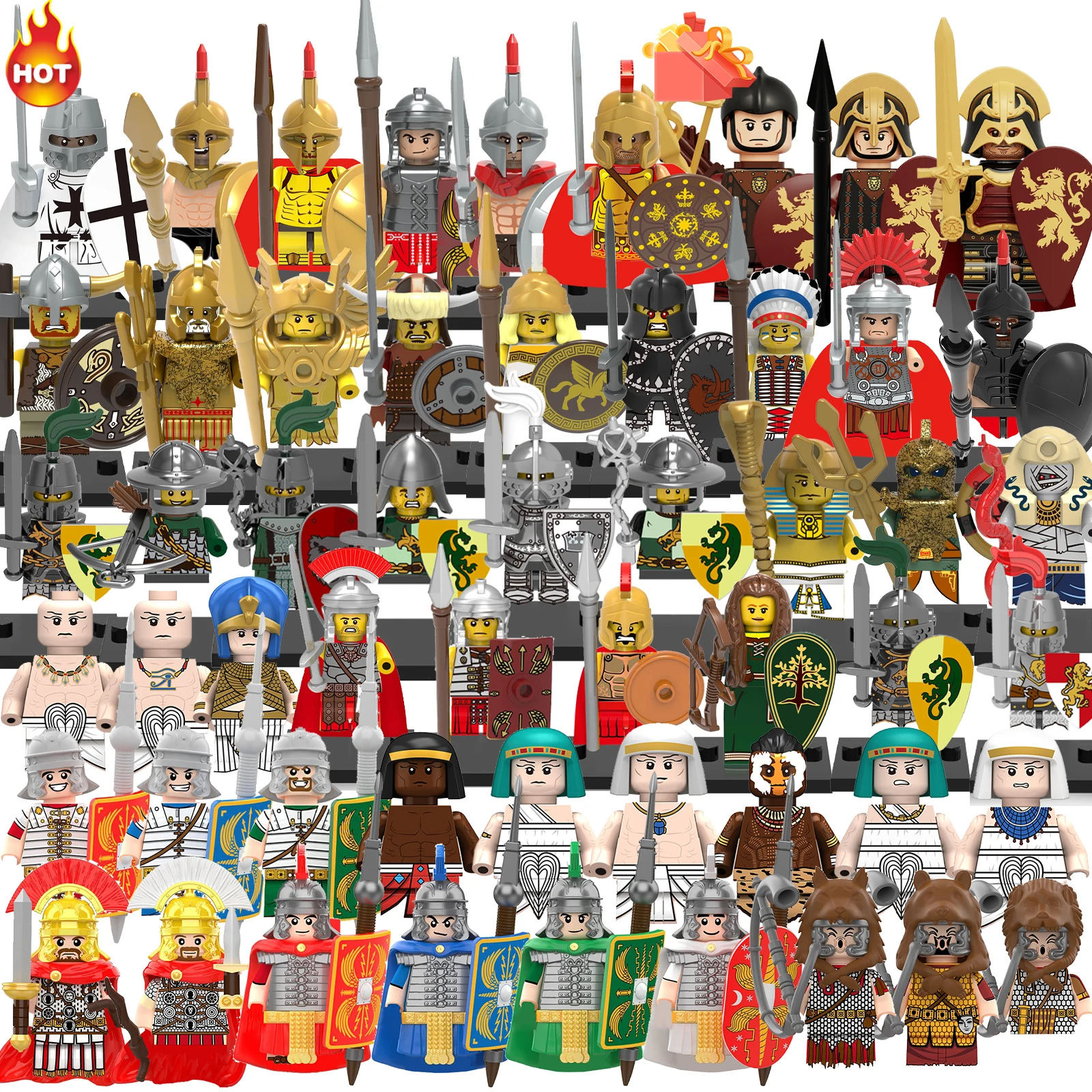 New Medieval Warfare Mini Figure Spartan Warrior Centurion Ancient Egyptian Models Building Blocks Toys Boys Girls Gift Juguetes