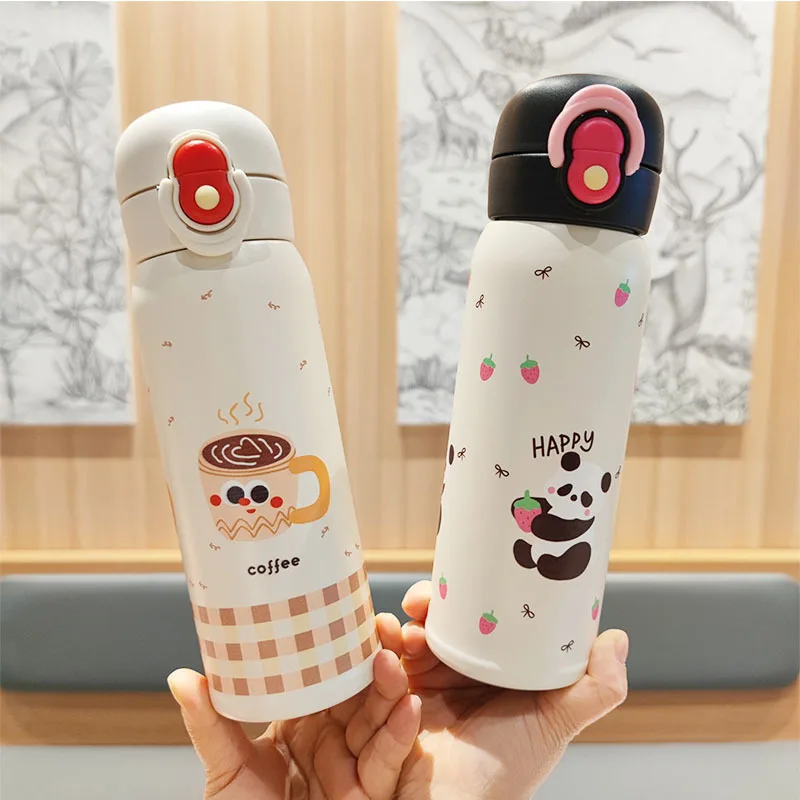 

Cartoon High Beauty 304 Stainless Steel Material Children's Hot Water Bottle With Straw Bounce Insulated Cup Birthday Gift Cup