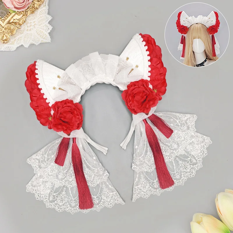 Cute Lace Hair Band KC Girl Lolita Butterfly Knot Hair Band Girl Anime Lolita Headdress Diffuse Cos Kitty Props Anime