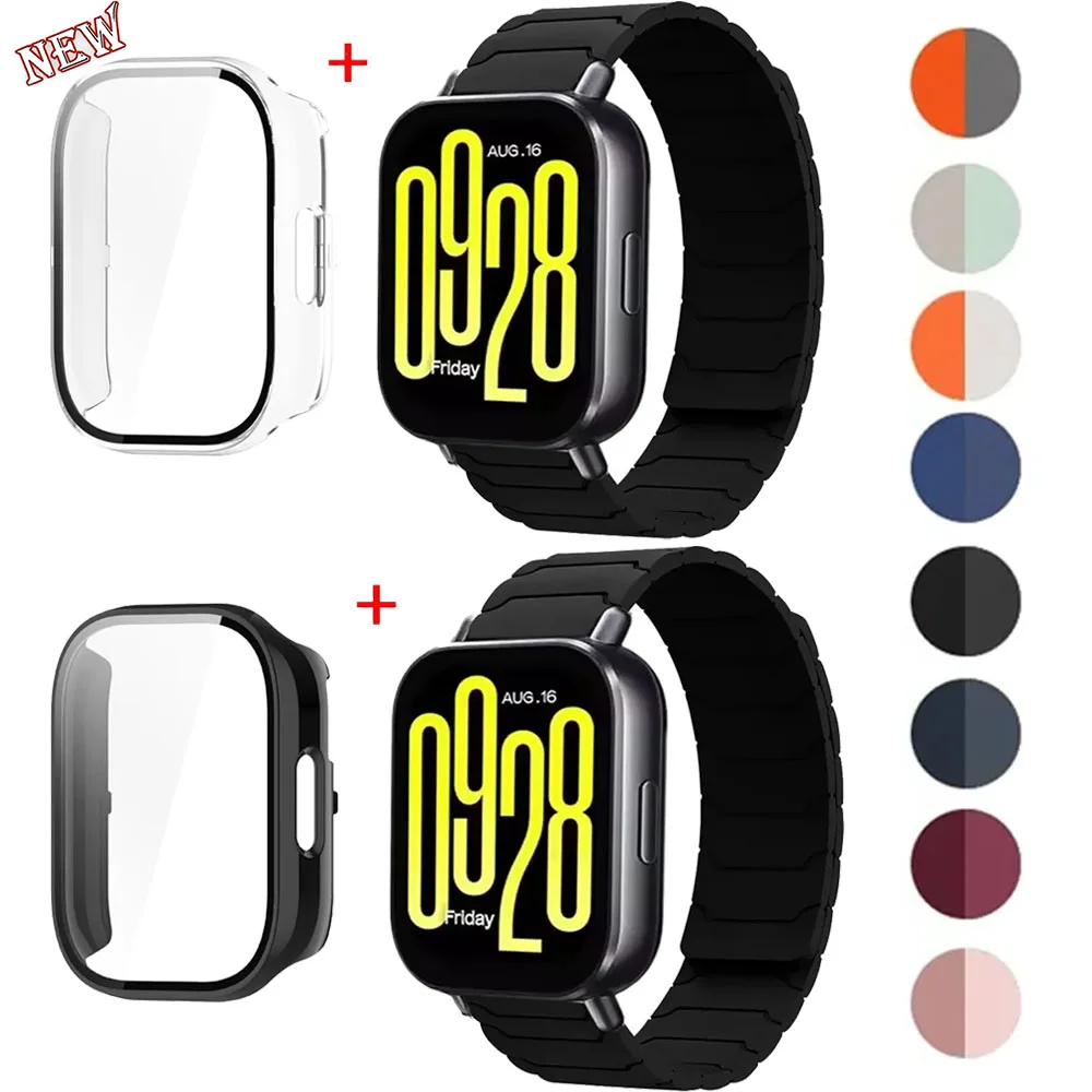 Silicone Strap+PC Case Glass for Redmi Watch 5 Active/Lite Screen HD Glass Protective Shell Magnetic Bracelet Accessories Cover