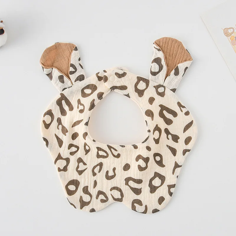 New Rabbit Bear Ears Cotton Gauze Baby Bibs Infant Bib Newborn Soft Burp Cloths Bandana Scarf for Boy Girl Feeding Saliva Towel