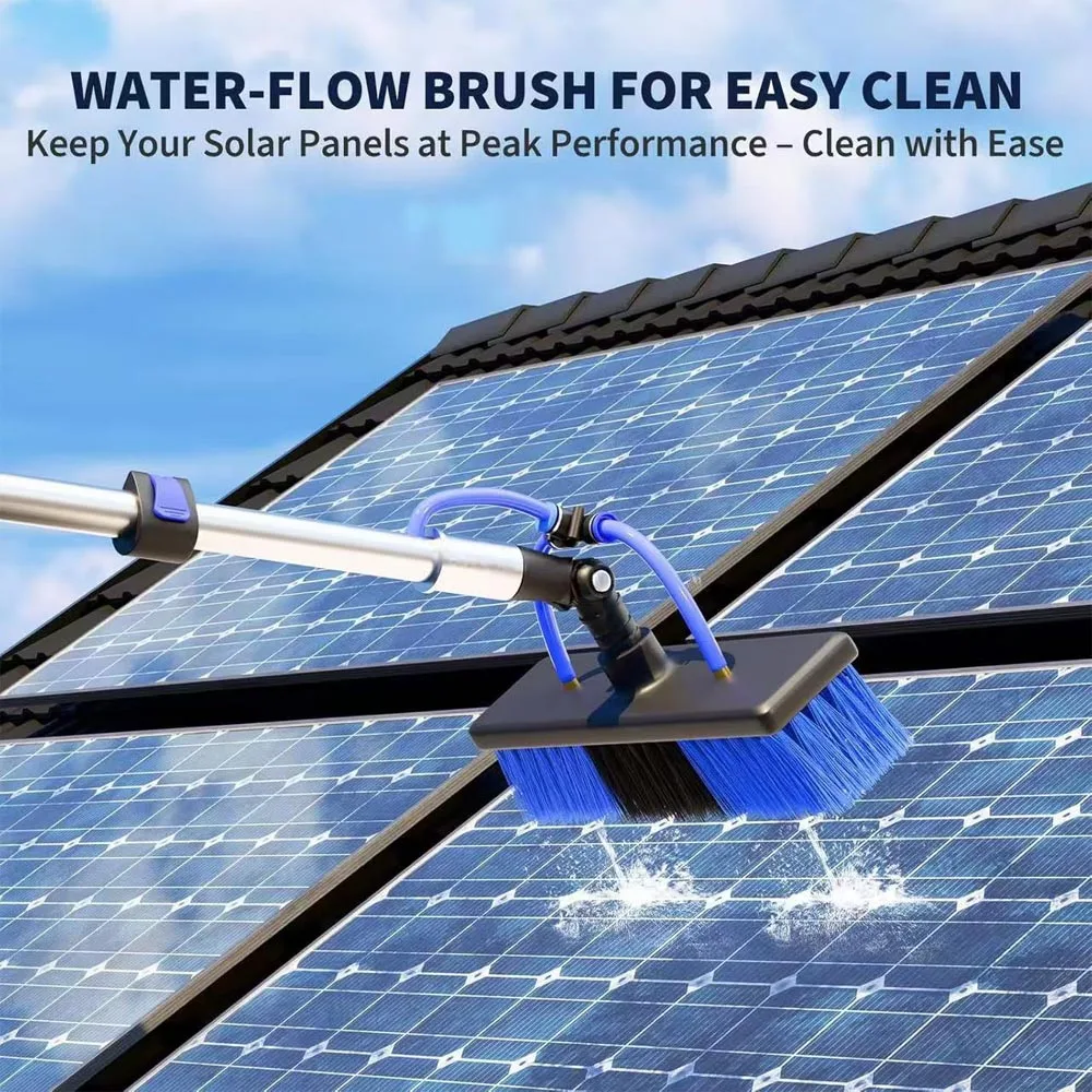 6m Telescopic Solar Panel Cleaning Brush With  Water Hose Extendable Window Cleaner Glass Roofs Brush With Soap Dispenser